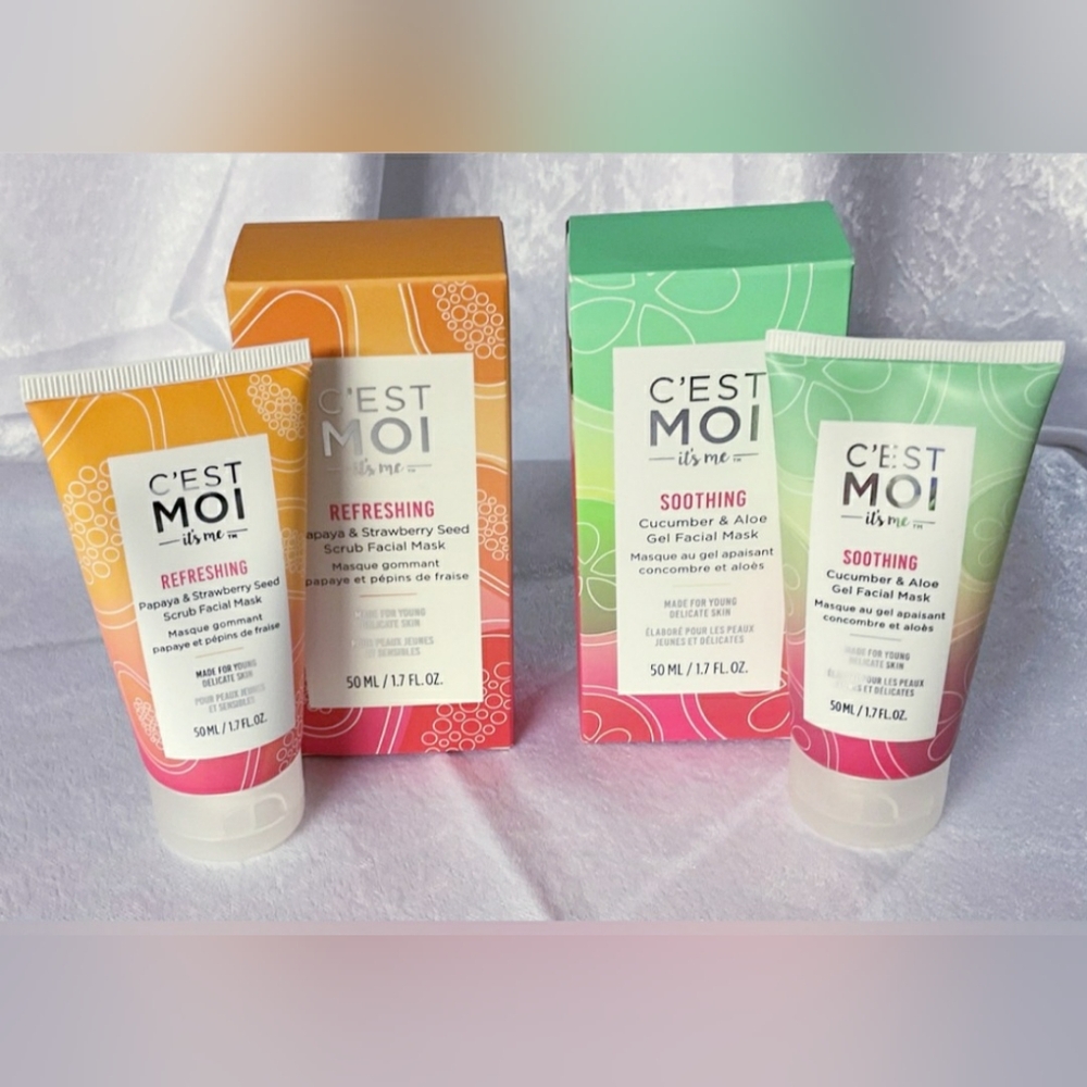 C’EST MOI REFRESHING SCRUB FACIAL MASK & SOOTHING GEL FACIAL MASK